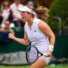 Lulu Sun celebrates a point against China's Lin Zhu in the third round. She next faces British...