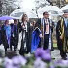University of Otago staff mark a changing of the guard as (from left) pro-vice-chancellor Trish...