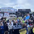 Anti-fluoride protesters marched through Oamaru to protest the change. Photo: Gregor Richardson