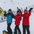 Making the most of yesterday’s snowfall at The Remarkables Ski Area, are (from left) James...