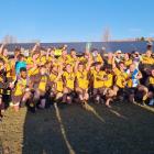 Upper Clutha celebrate victory in Wanaka on Saturday. PHOTO: MARJORIE COOK