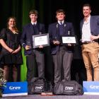 Collecting their trophies after winning the 2024 Junior Young Farmer of the Year competition, in...