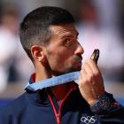 Novak Djokovic celebrates after winning Olympic gold in Paris. Photo: Reuters