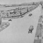 Proposal for a highway linking Dunedin Railway Station (background) to the New Zealand and South...