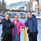 Dunedin city workers (from left) Jo Neilson, Antonia Wood and Steve Macknight discuss the removal...