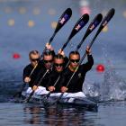 From front: Dame Lisa Carrington, Alicia Hoskin, Olivia Brett and Tara Vaughan are straight...