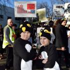 Dunedin sisters Maeva, 10, and Felicity, 8, Johnstone get ready to waddle around Dunedin to...