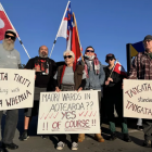 A protest in Kaipara as Te Rūnanga o Ngāti Whātua served the Kaipara District Council with an...