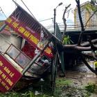 Trees were toppled and infrastructure damaged in Hanoi as Typhoon Yagi hit the Vietnamese capital...