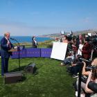 Former President Donal Trump at a press conference at his golf resort in California. Photo: Reuters 