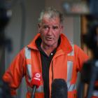 Fire and Emergency New Zealand wildfire specialist Graeme Still briefs media in Twizel during the...