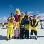 Paint the peak yellow... Hitting the slopes at Coronet Peak on Daffodil Day are (from left)...