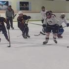 Ice hockey players chase after a puck at the SBS U13 Ice Hockey Tournament held at the Gore Ice...