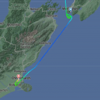 NZ405's path on its way past Wellington, 10 September 2024.&nbsp;Photo:&nbsp;Flight Radar 24 /...