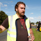 Former climate activist Brad Flutey during the Dig In At Marsden protest he organised. Photo /...