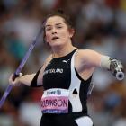 Holly Robinson competing in the Women's Javelin Throw - F46 Final at Stade de France. Photo:...