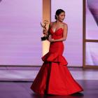 New Zealand-born actress Anna Sawai after accepting her award for best drama actress at the Emmy...