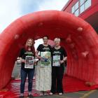 Standing in the inflatable bowel that was set up in Oamaru on Saturday to launch Oamaru Bowel...