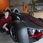 Oamaru man Josh Lee with his scratch-built car that he plans to enter in Oamaru drag racing and...