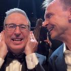 Last Week Tonight host John Oliver (left) and The Amazing Race host Phil Keoghan argue at the...