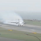 The dramatic landing was caught on live stream. Photo: Screenshot / Wellington Flights Live