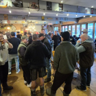 Workers gather in the Clyde tavern after the meeting on the closure of the Winstone Pulp mills....