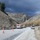 Emergency services attend a crash involving two vehicles in the Lindis Valley yesterday morning....