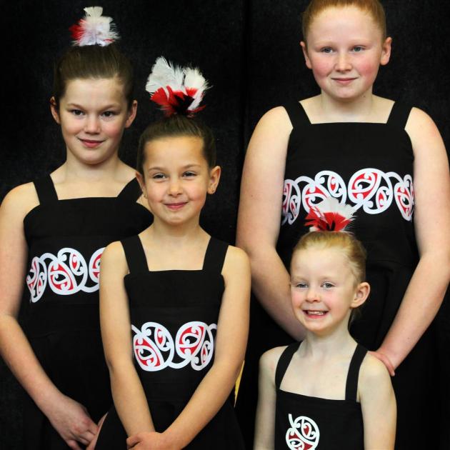 Balcutha's Rosebank School pupils Harmony Carline (9), Jessica-Rose (7), Meekah Carline (5) and...