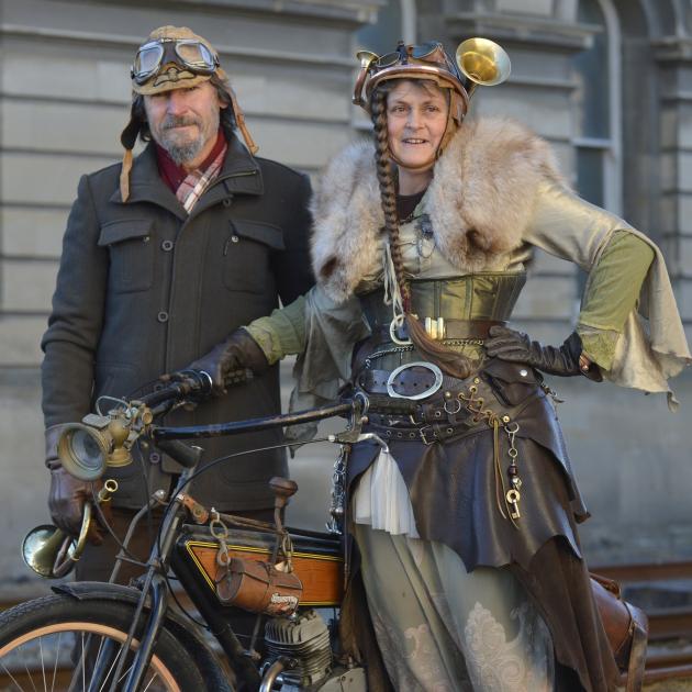 Steampunk enthusiasts Pete Dixon and Purple Taylor, of Oamaru. Photo: Gerard O'Brien