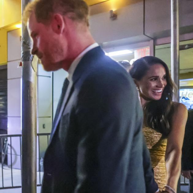 Prince Harry and Meghan, Duchess of Sussex leaving the awards venue in New York. Photo: Getty...