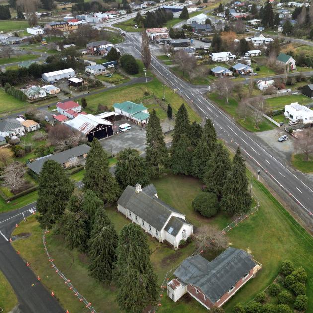 An aerial view of Lumsden Presbyterian Church and its trees. PHOTO: STEPHEN JAQUIERY