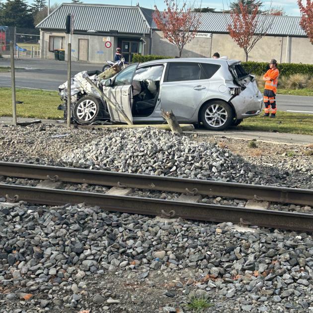 The driver of a Toyota Corolla walked away after a crash with a train at the Browns Rd crossing...