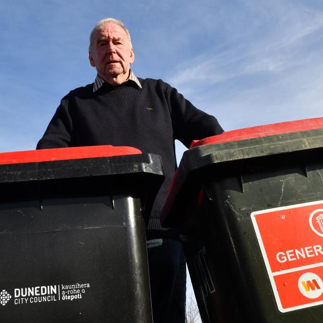 Alister Forgie, of Mosgiel, says emptying his Dunedin City Council wheelie bin of rubbish once a...