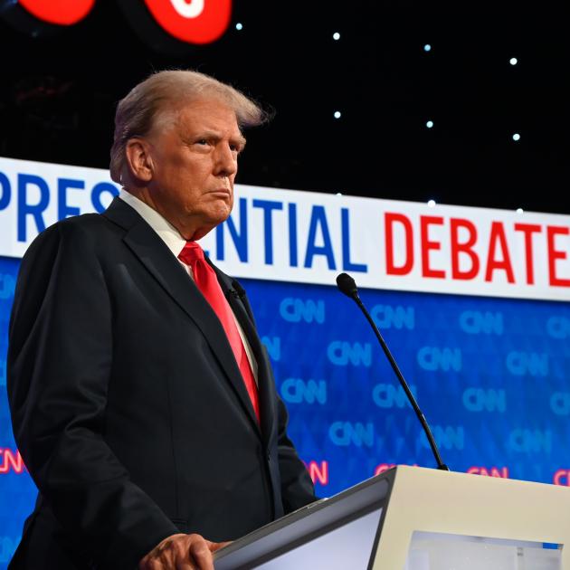 Donald Trump during the first presidential debate with Joe Biden. Photo: Getty Images