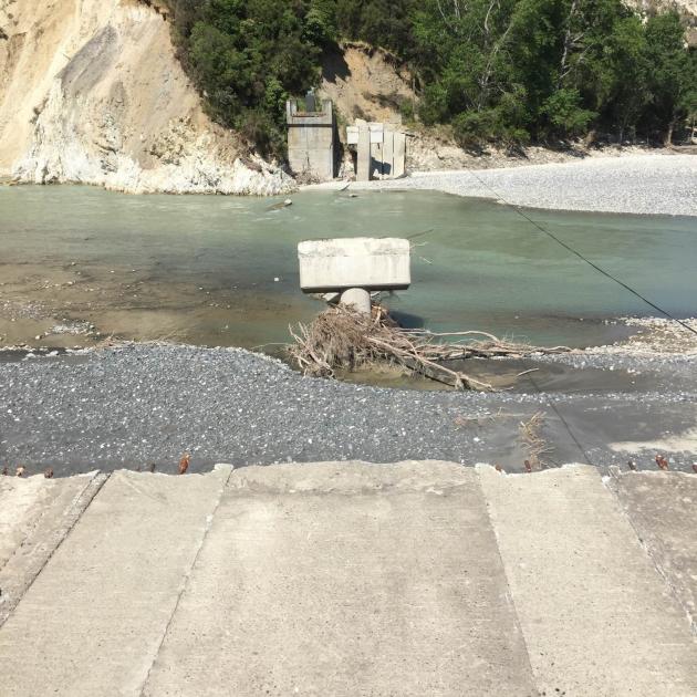 The remains of the Glen Alton bridge in the Clarence Valley, north of Kaikoura. Photo: Supplied...
