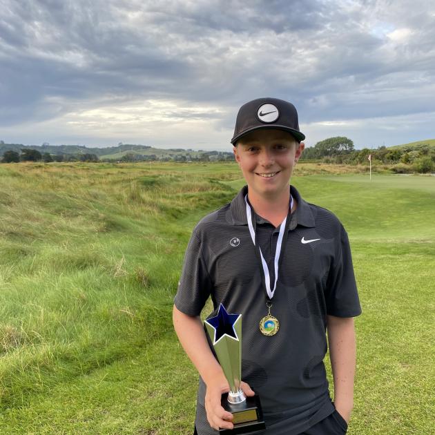 Raphael Anderson (Mount Aspiring College) celebrates more golf success.