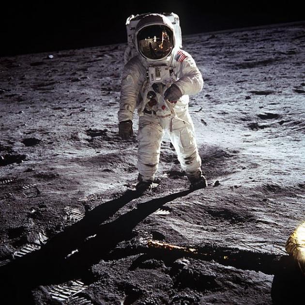 Buzz Aldrin, photographed by Neil Armstrong, on the surface of the moon. PHOTO: NASA