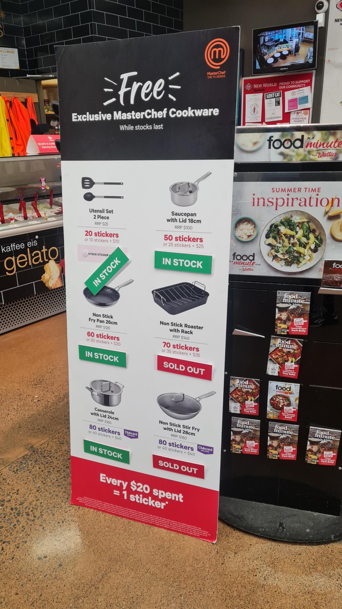 New World stickers for the Masterchef cookware: It went through Coles in  Australia and the review data is shocking. : r/newzealand