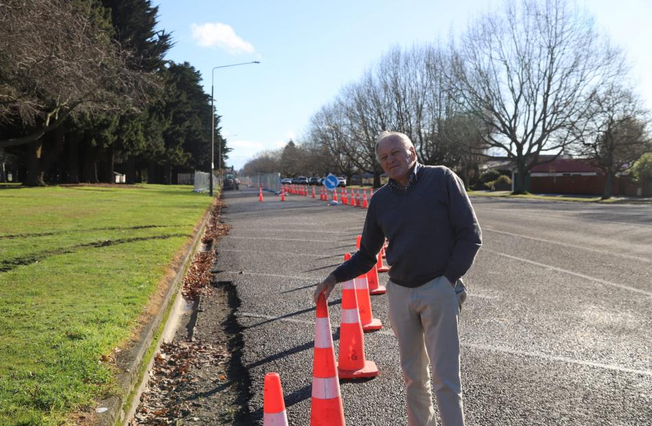 Ray Logan can't understand the "excessive use" of road cones along the kerb and channel project...