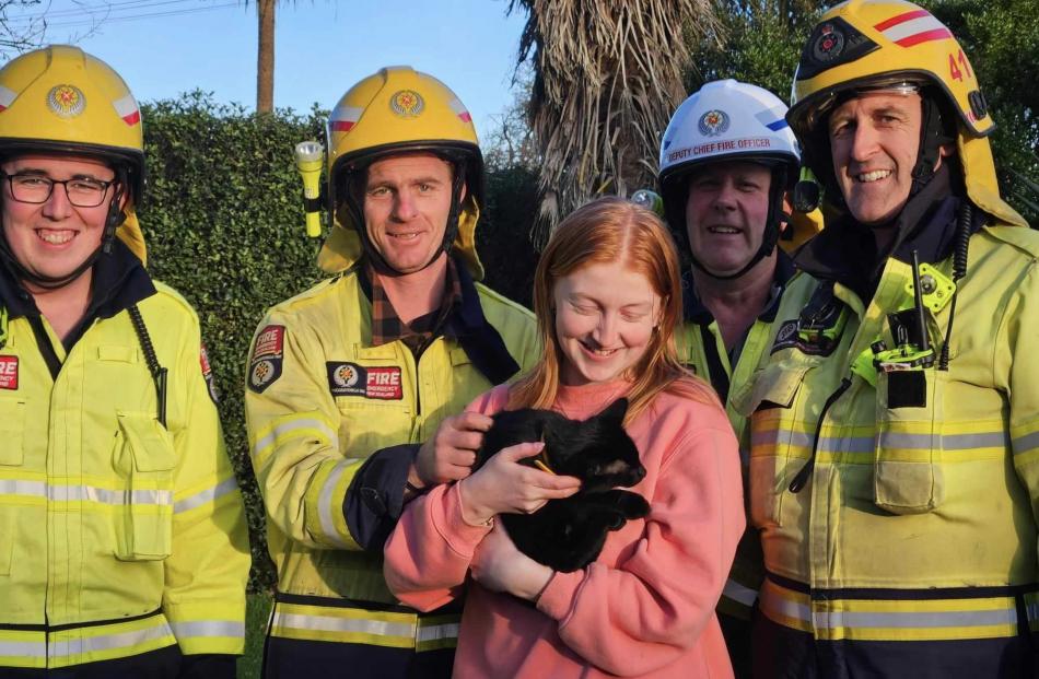 Lincoln volunteer firefighters Ben Chambers, Corey Swainson, Tim Quinlivan, and Gavin Lack with a...