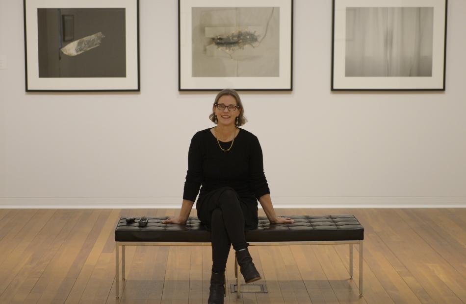 Artist Marie Shannon surrounded by her works at the Dunedin Public Art Gallery. Photo: Gerard O'Brien