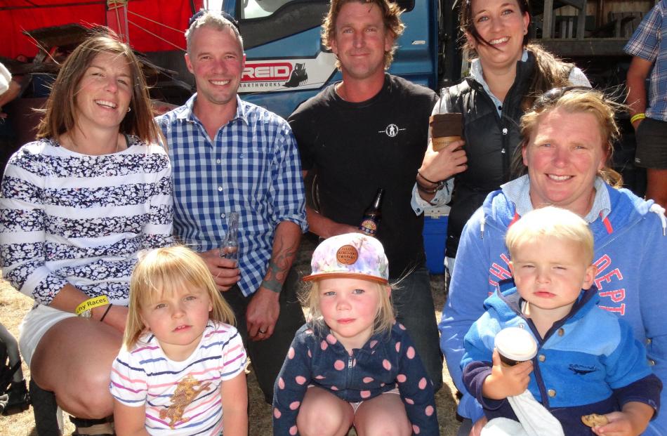 Front: Isabelle Hurley (3), of Otautau, Isabel Grout (3), of Riverton, and Paula Hurley, of Otautau, holding son Luke (1). Back: Alex and Rick Grout, of Riverton, Richard Brustad, of Glenorchy, and Mandy Dalziel, of Cromwell.