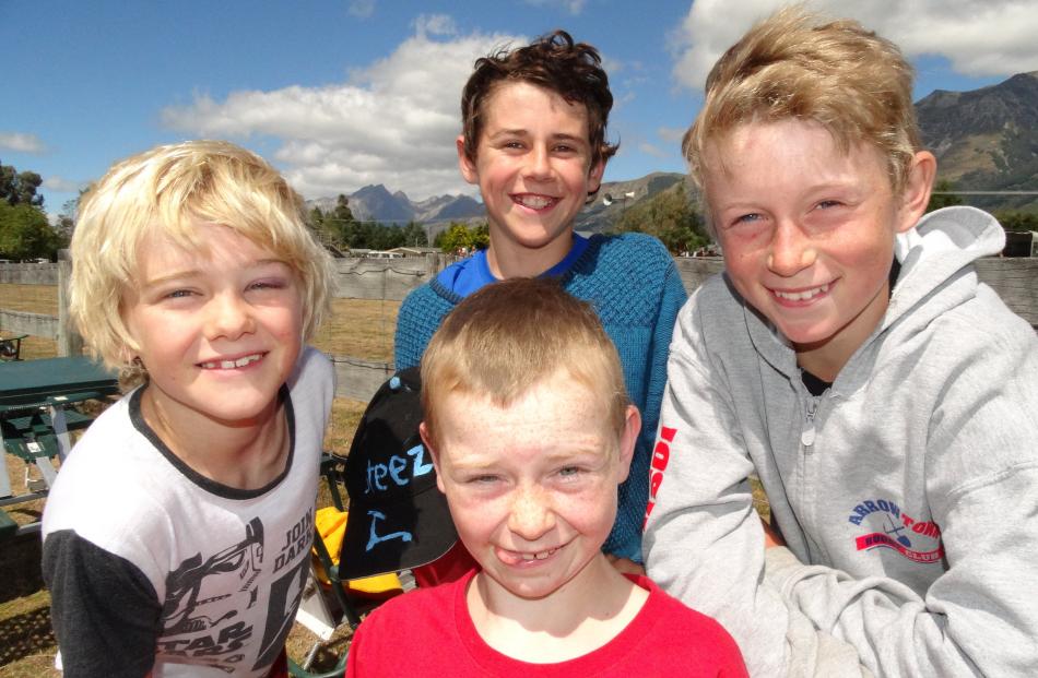 Dylan White (9), of Gibbston, Jamie Baker (9, front), of Arrowtown, Joe Baker (12), of Arrowtown, and Josh Bonnar (12, back).