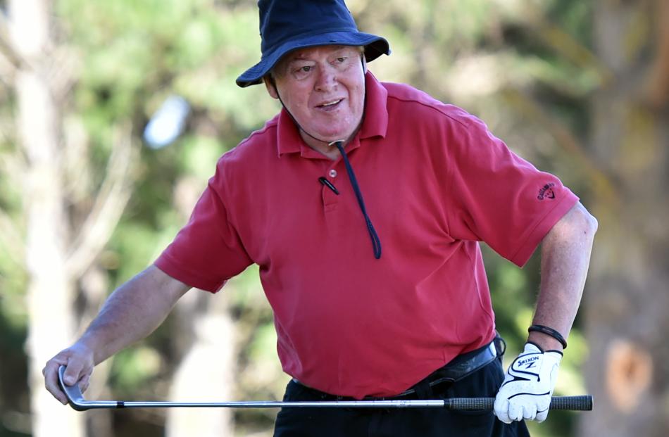 Dave Anngow, of Christchurch, contemplates a shot on the 17th fairway. 