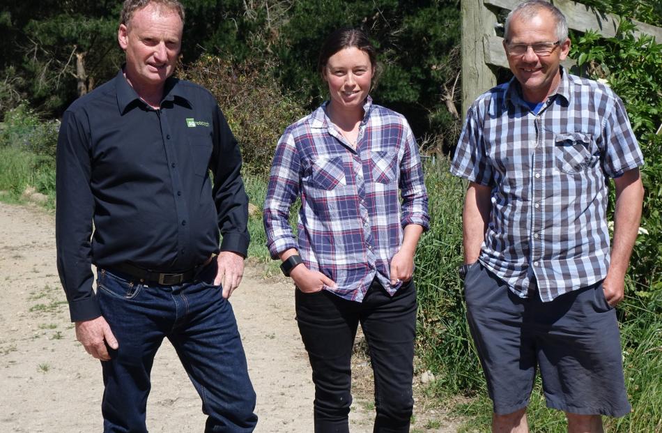 AgResearch Invermay farm staff Kevin Knowler, Rachel Worth and Brett Hurley.