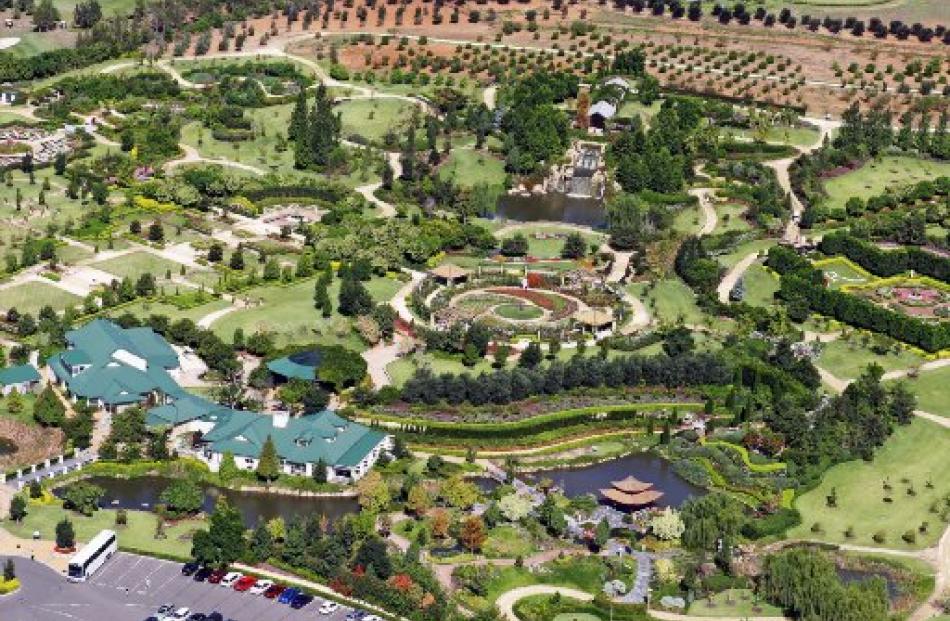 An aerial view of part of the Hunter Valley Gardens shows how the 25-ha complex is divided into...