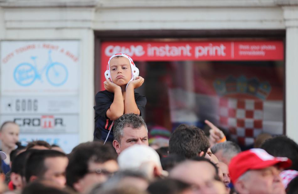 Croatia's fans watch the broadcast of the match at the Zagreb's main square. Photo: Reuters