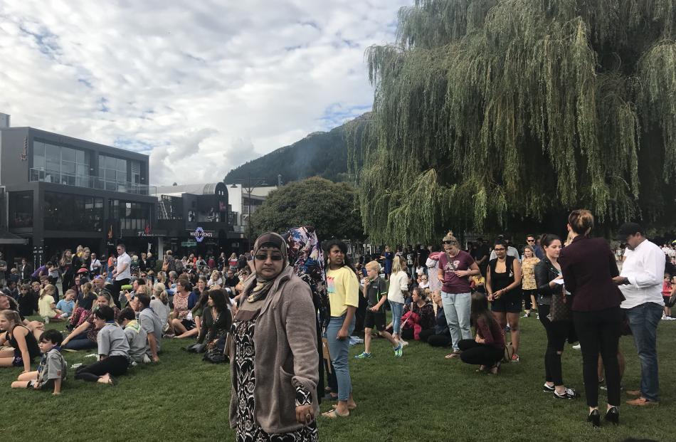 Thousands gather in Queenstown to pay their respects to those affected by the Christchurch terror attack. Photo: Daisy Hudson