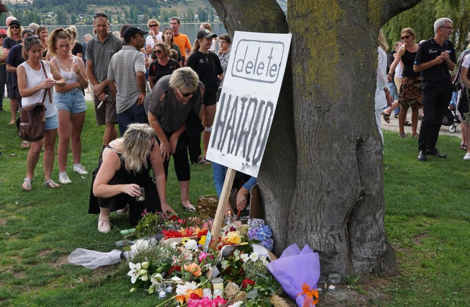 Over 1500 people gathered at the Wanaka lakefront this evening for a vigil to commemorate the lives lost in the Christchurch mosque attacks. Photo: Sean Nugent