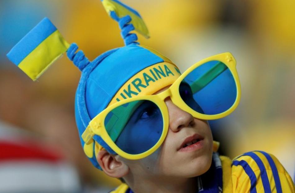 A Swedish supporter awaits the start of the Group D match against Ukraine in Kiev.